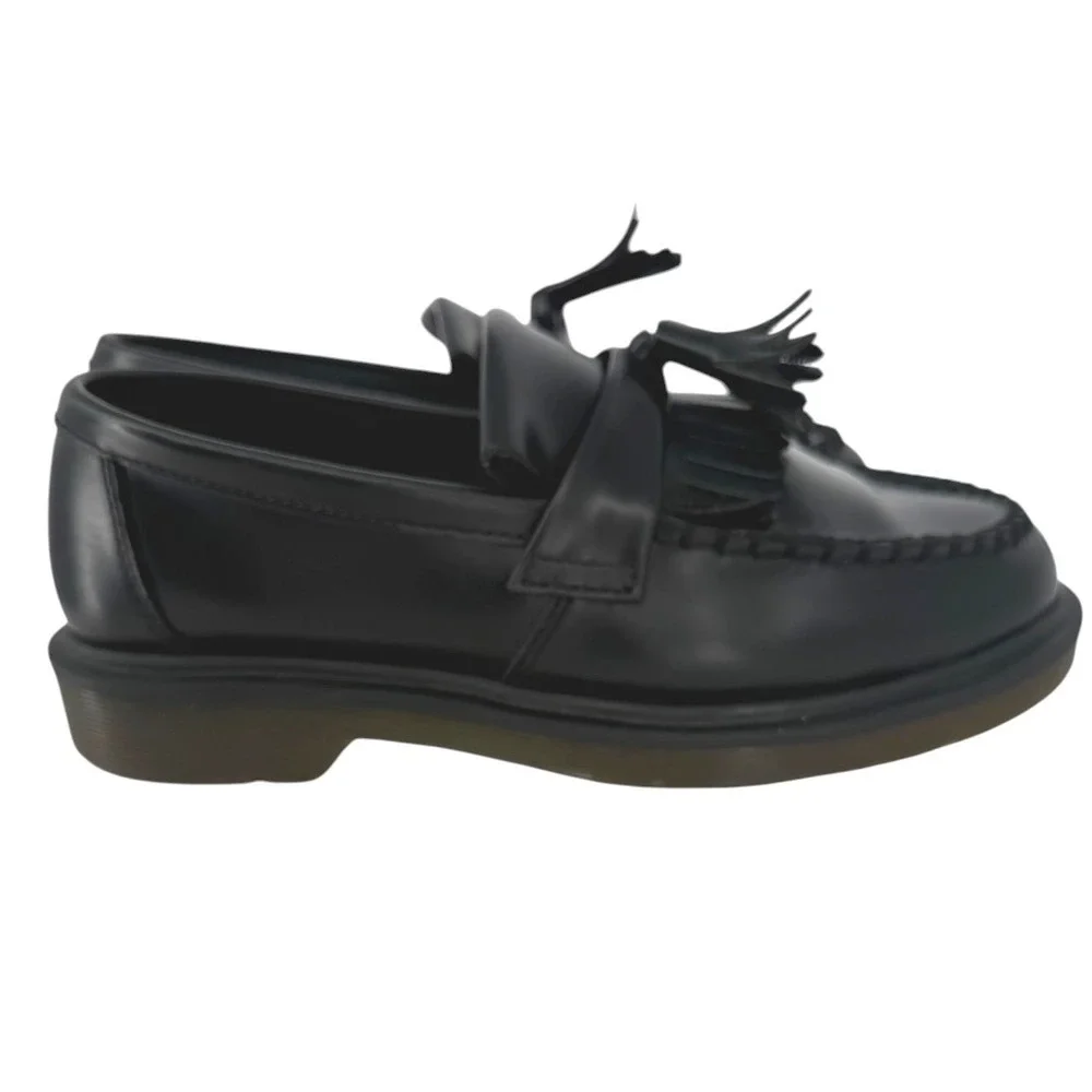 Dr. Martens Adrian Smooth Leather Tassel Loafer Shoes Black Womens Size 8 Mens 7